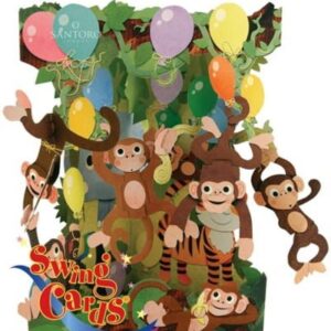 Santoro Monkey Party 3D Pop-Up Swing Card - Greetings and Birthday Card