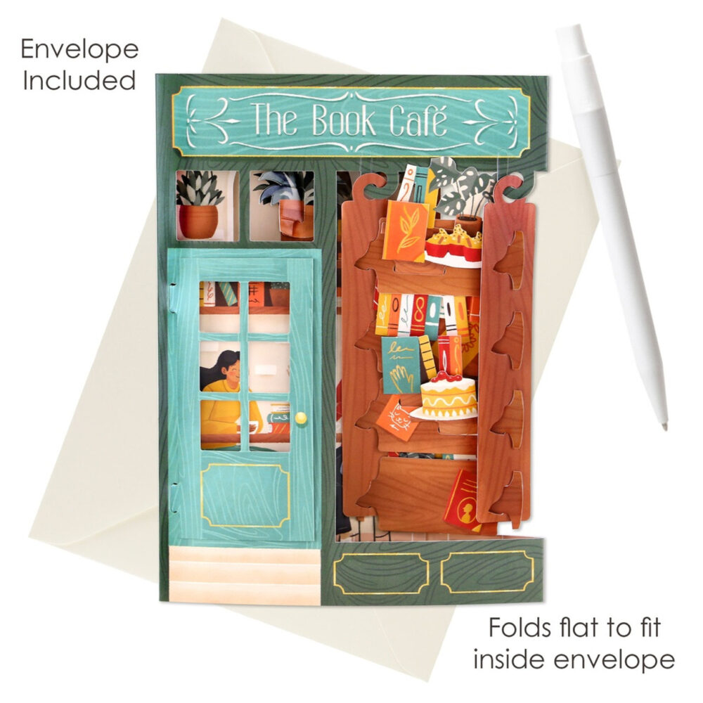 Santoro The Book Cafe 3D Pop-Up Swing Card - Greetings and Birthday Card - Image 4