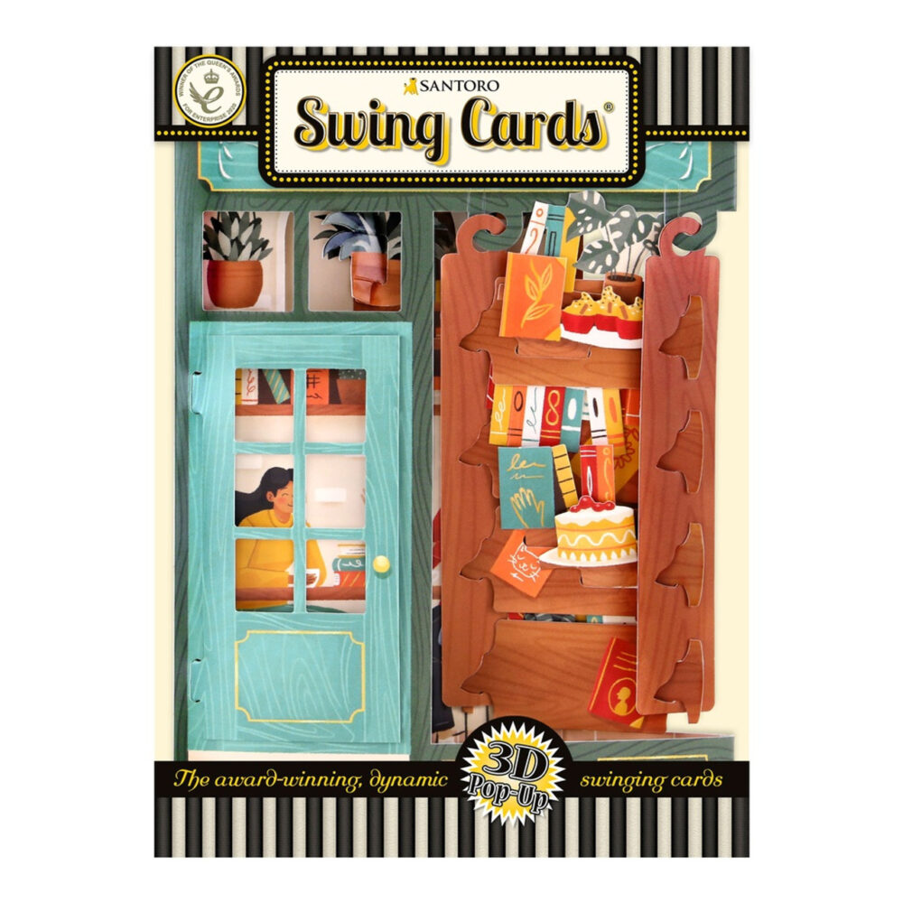 Santoro The Book Cafe 3D Pop-Up Swing Card - Greetings and Birthday Card - Image 3