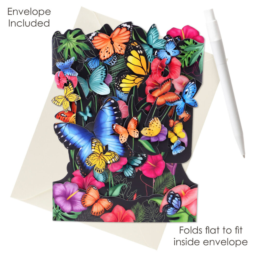 Santoro Tropical Butterflies 3D Pop-Up Swing Card - Greetings and Birthday Card - Image 2