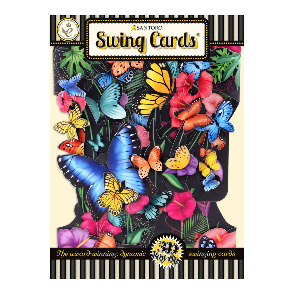 Santoro Tropical Butterflies 3D Pop-Up Swing Card - Greetings and Birthday Card - Image 3