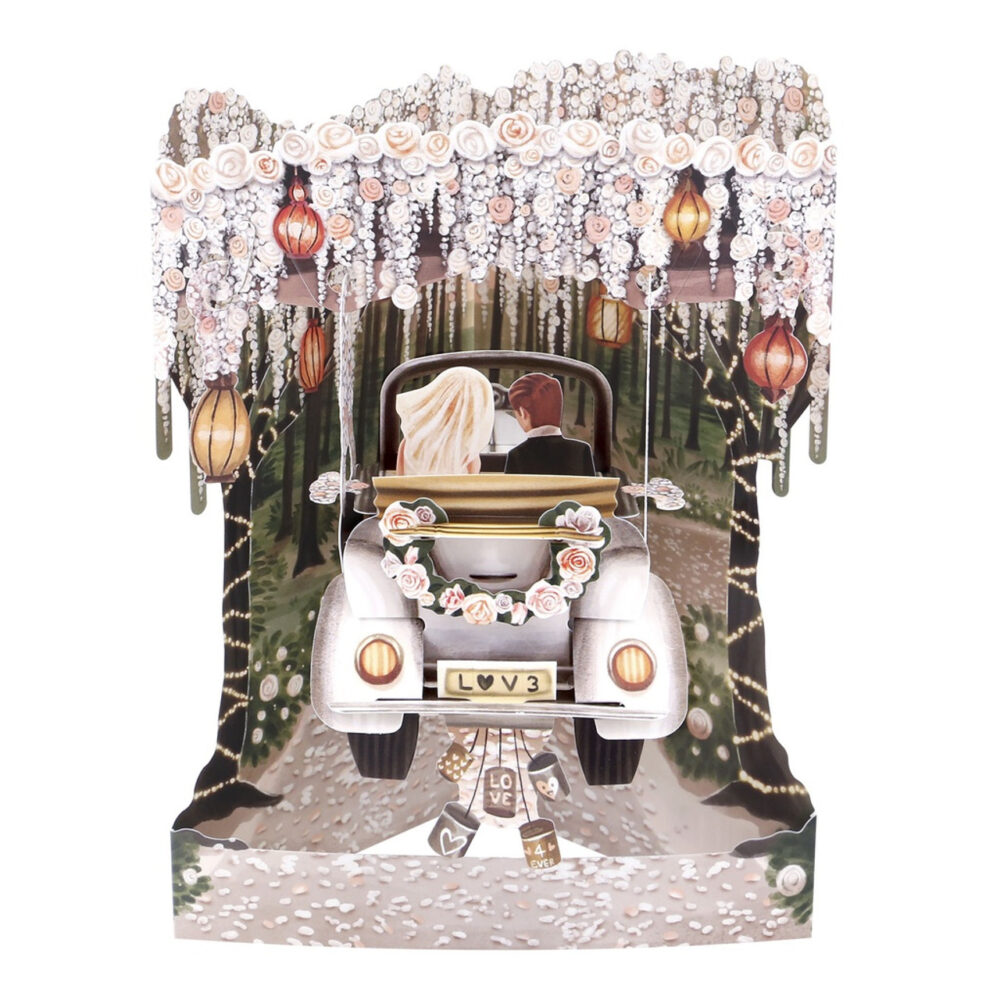 Santoro Wedding Car 3D Pop-Up Swing Card - Love Forever
