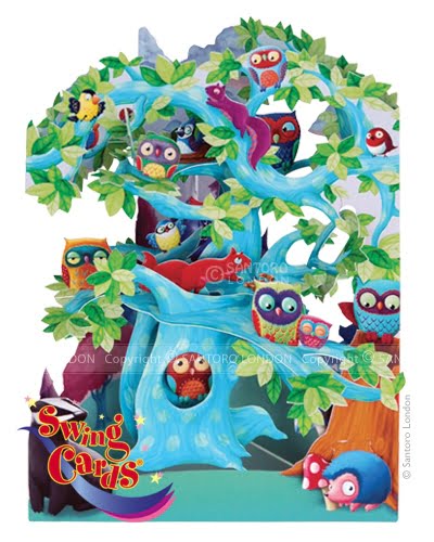 Santoro Woodland Tree of Birds 3D Pop-Up Swing Card - Greetings and Birthday Card