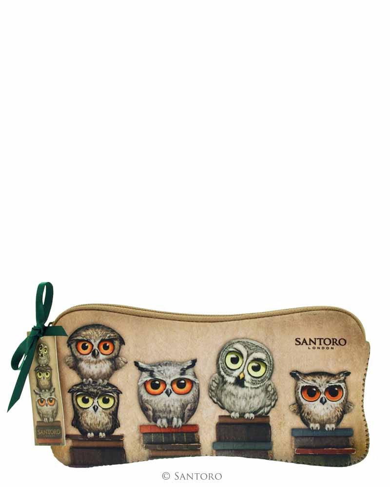 Book Owls Neoprene Accessory Case - Santoro