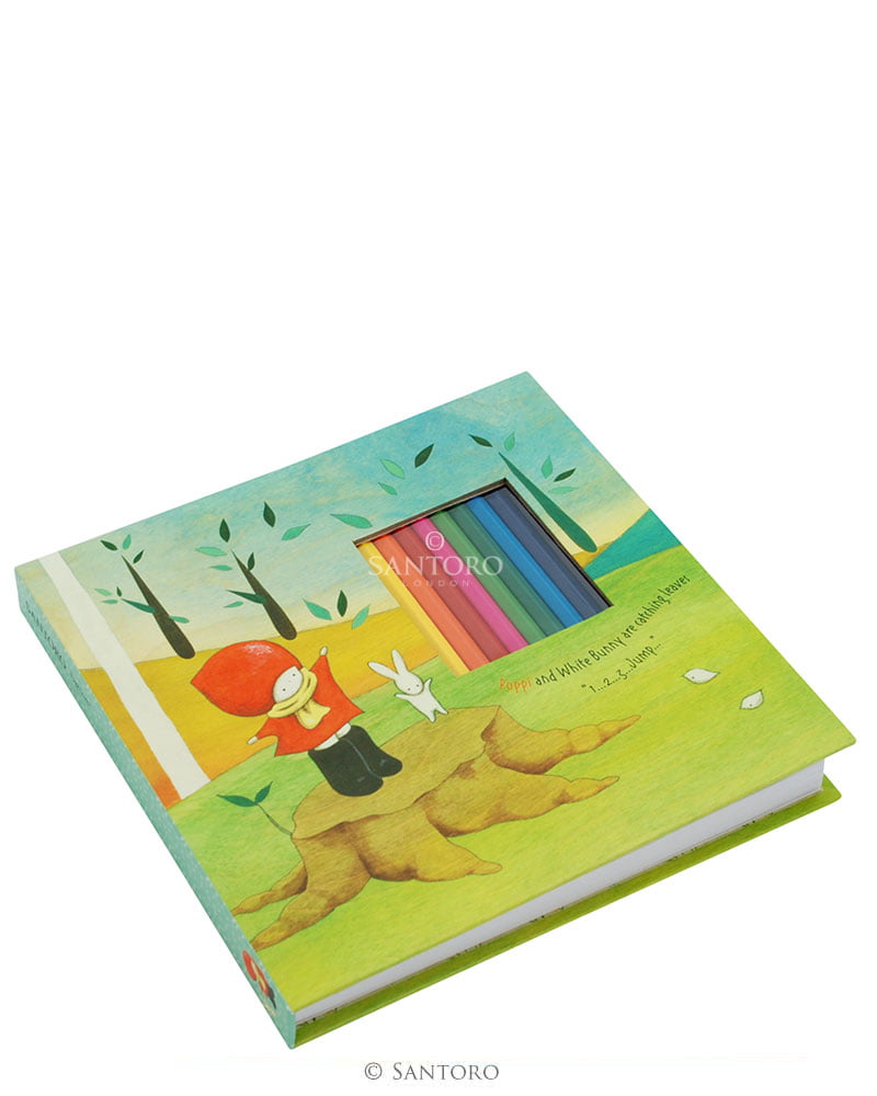 Poppi Loves Notebook with Colouring Pencils - Catching Leaves