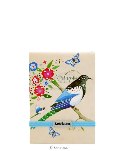 Santoro Eclectic Stitched Pocket Notebook - Black Headed Bird Study