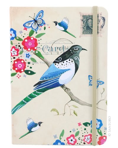 Santoro Eclectic Hardcover Notebook - Black Headed Bird Study - Image 2