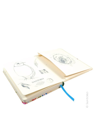 Santoro Eclectic Hardcover Notebook - Black Headed Bird Study - Image 3