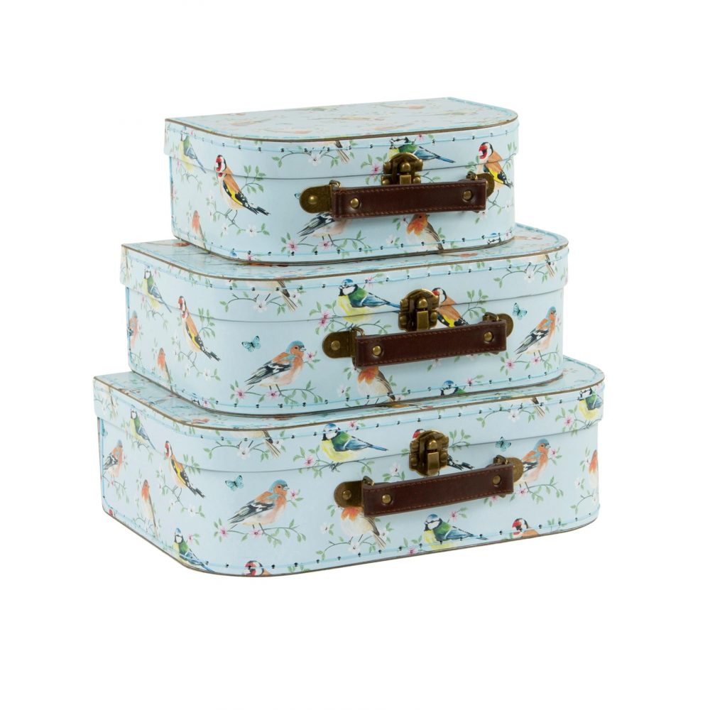 Garden Birds Set of 3 Suitcases - Sass and Belle