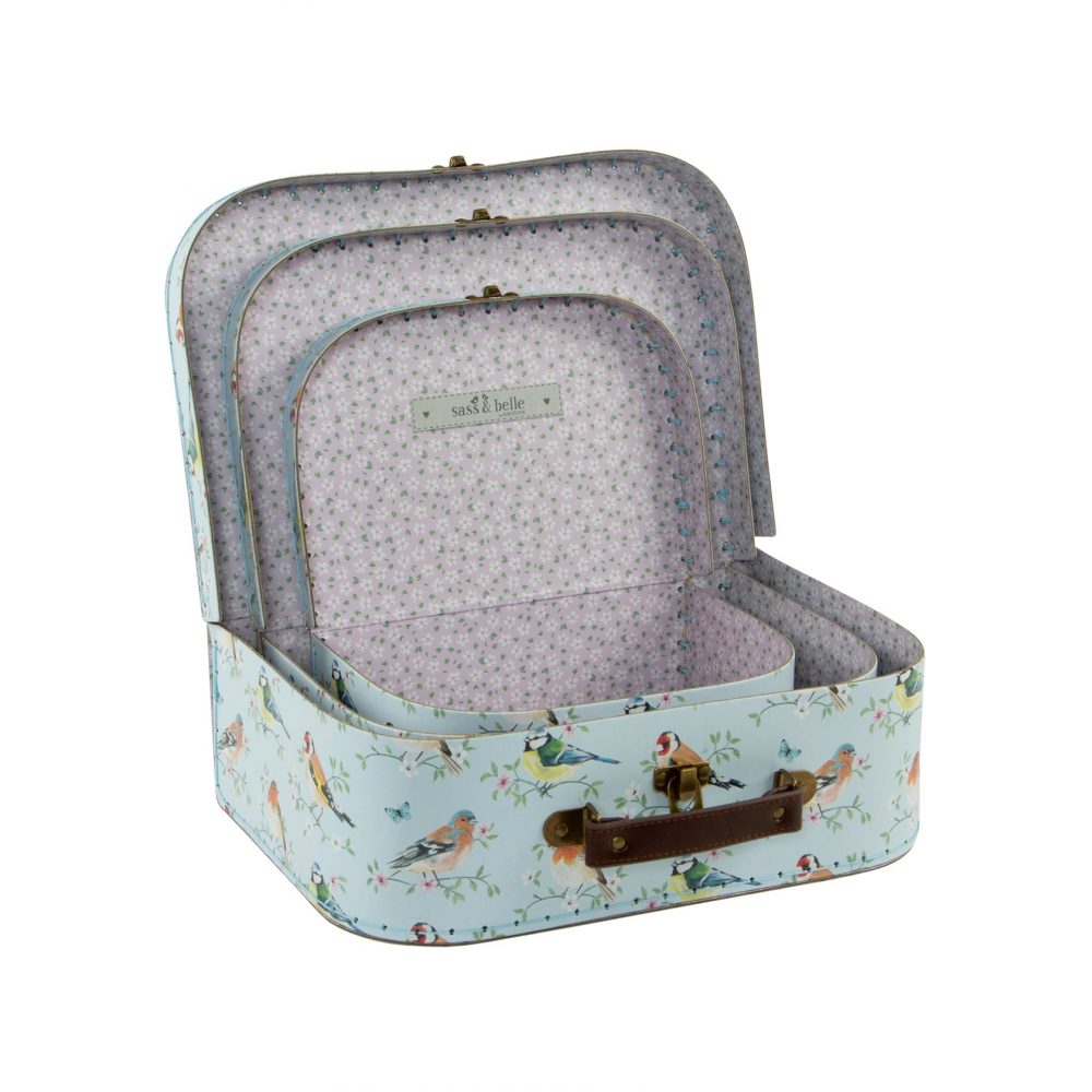 Garden Birds Set of 3 Suitcases - Sass and Belle - Image 4