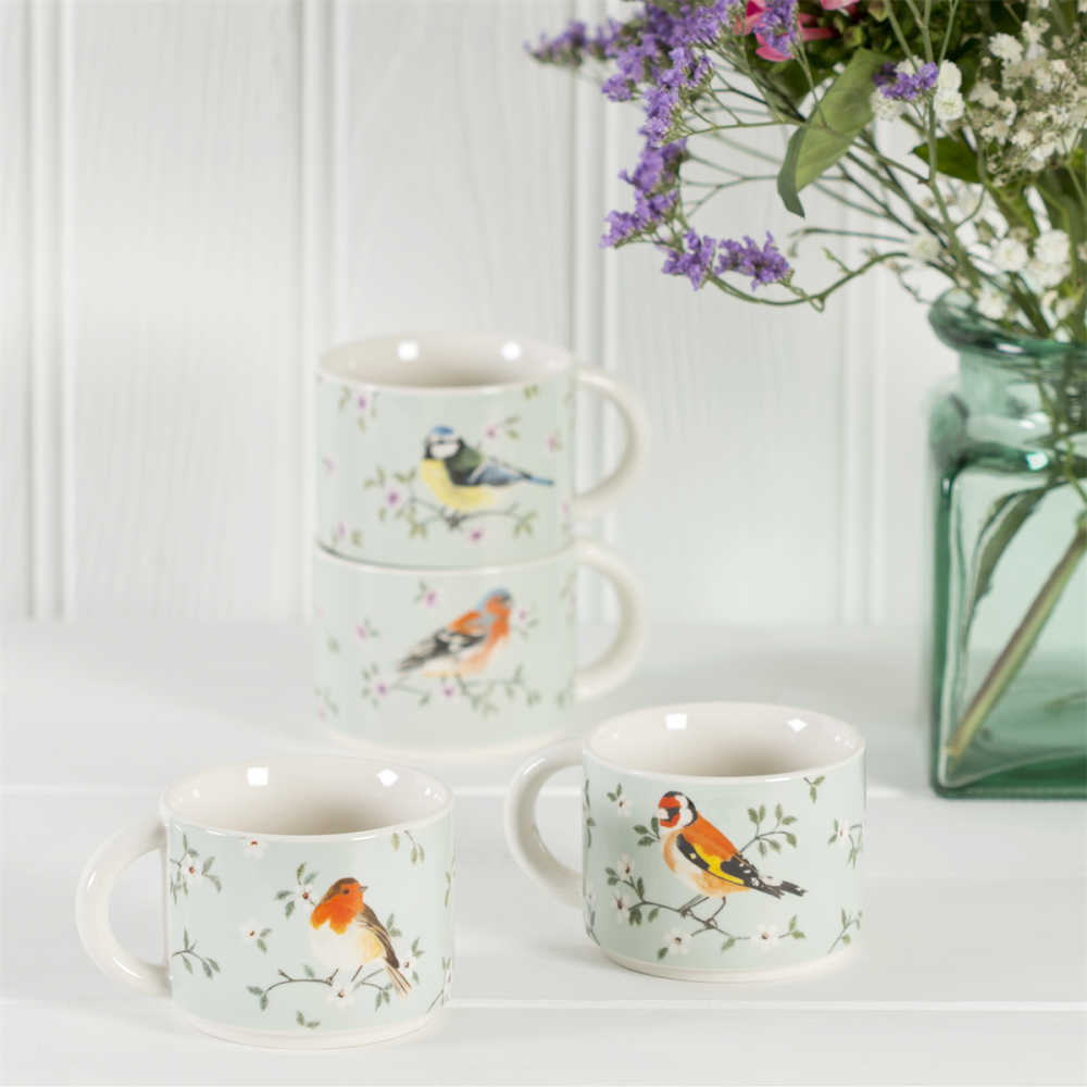 Set of 4 Garden Birds Stacking Mugs - Sass and Belle - Image 2