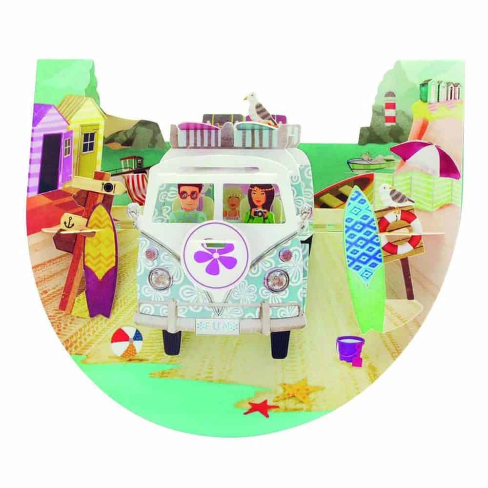Santoro Camping Van Beach Popnrock 3D Pop-Up Card - Greetings and Birthday Card