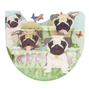 Santoro Pugs PopnRock 3D Pop-Up Card - Greetings and Birthday Card