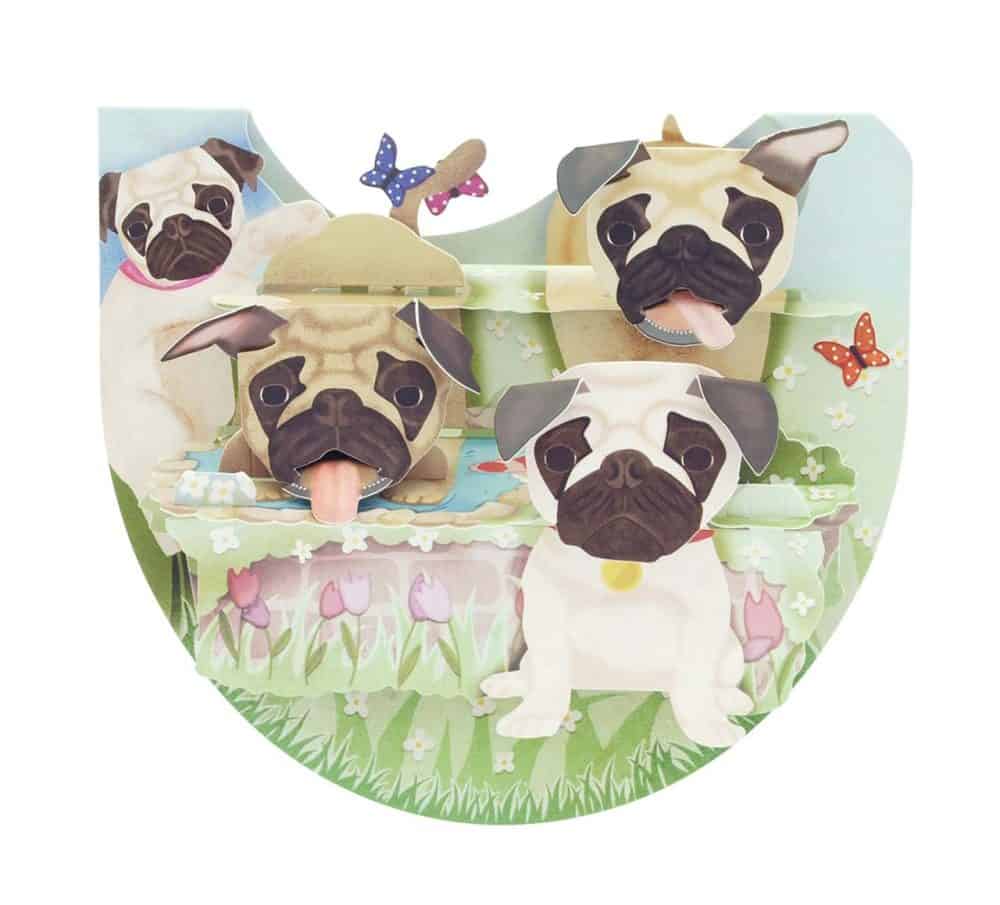 Santoro Pugs PopnRock 3D Pop-Up Card - Greetings and Birthday Card