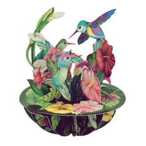 Santoro Hummingbirds Pirouettes 3D Pop-Up Card - Greetings and Birthday Card