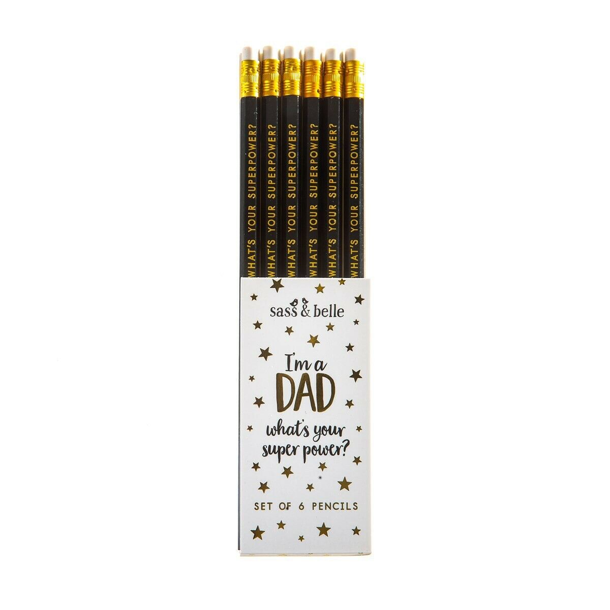 'I'm a DAD What's Your Super Power?' Pencils Pack of 6 - Sass and Belle