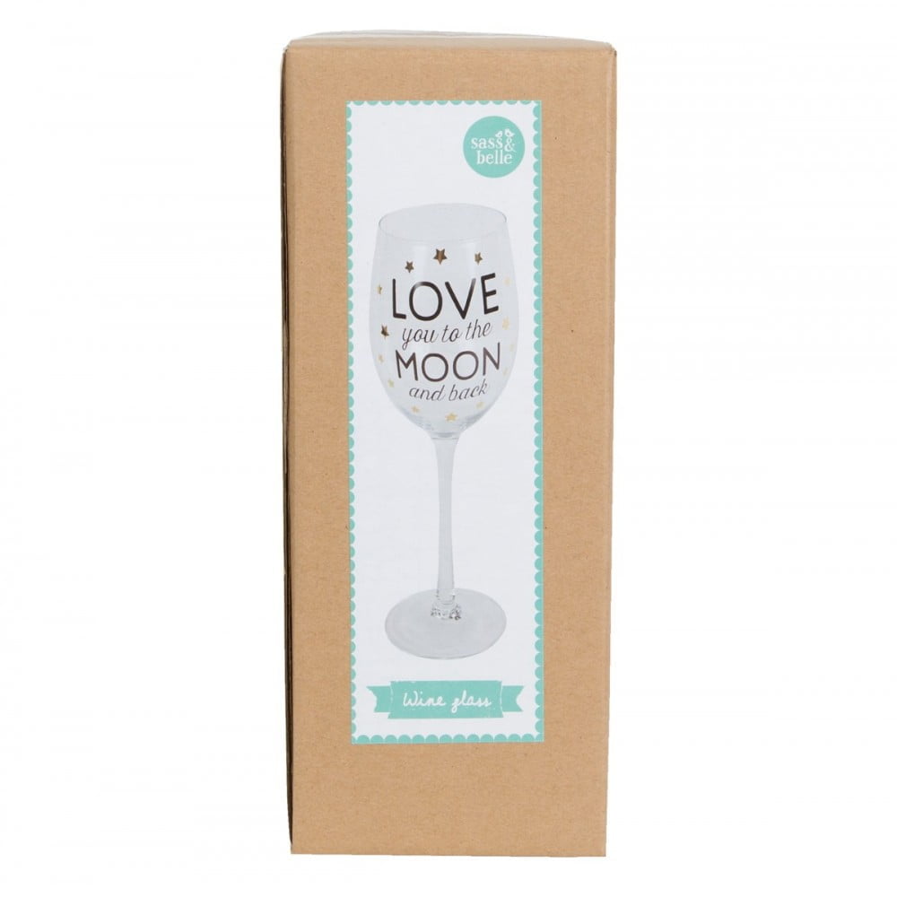 Love You To The Moon and Back Golden Stars Wine Glass - Sass and Belle - Image 2