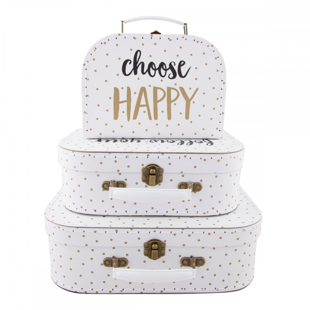 Always Be Awesome Set of 3 Metallic Monochrome Suitcases - Sass and Belle - Image 3