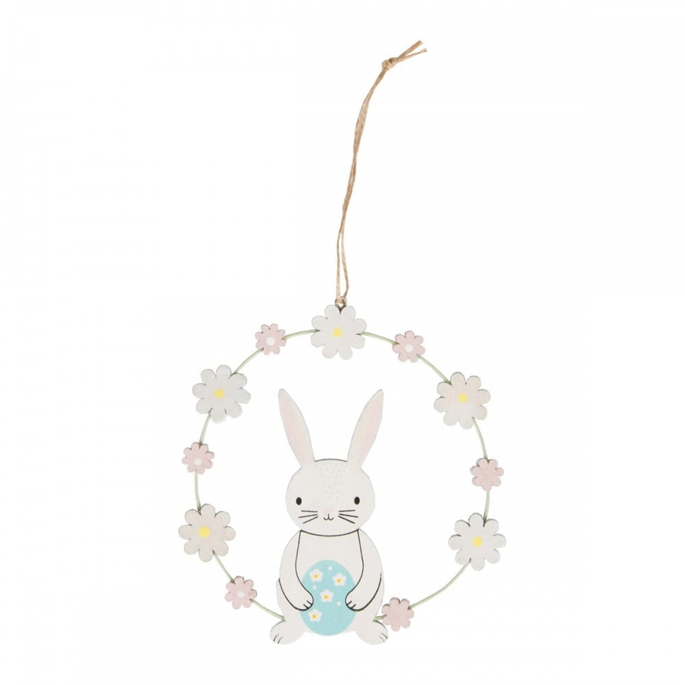 Wooden Easter Spring Bunny Egg & Flower Hanging Decoration - Sass and Belle