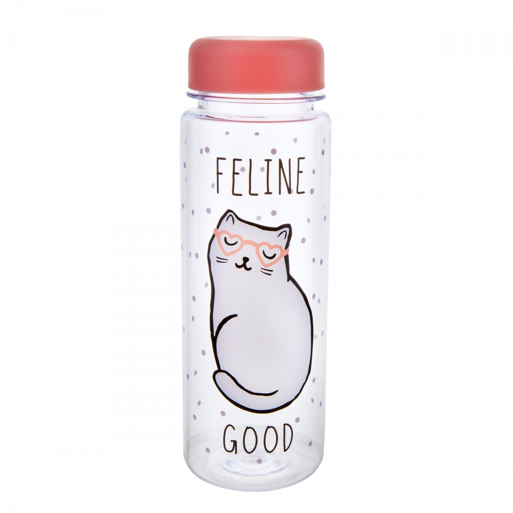 Cutie Cat Feline Good Clear Water Bottle - Sass and Belle