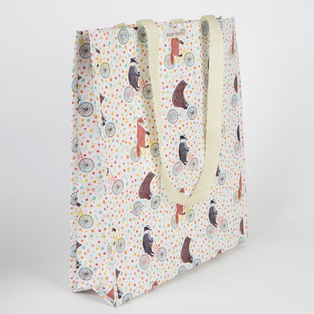 Happy Animals On Bikes Woven Plastic Shopper Tote Bag - Sass and Belle - Image 2