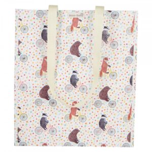 Happy Animals On Bikes Woven Plastic Shopper Tote Bag - Sass and Belle
