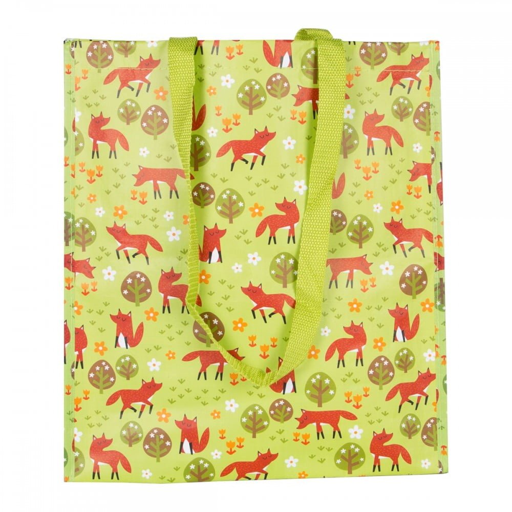 Spring Forest Fox Woven Plastic Shopper Tote Bag - Sass and Belle