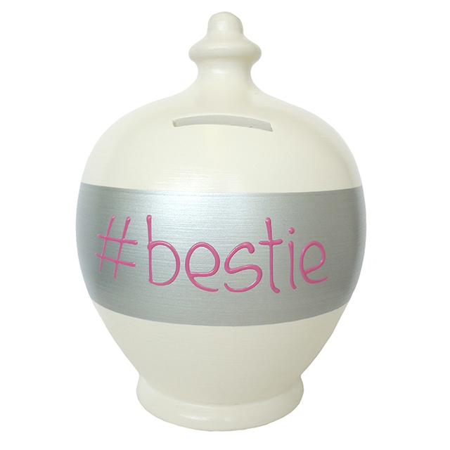 Terramundi Money Pot - Bestie, White & Silver