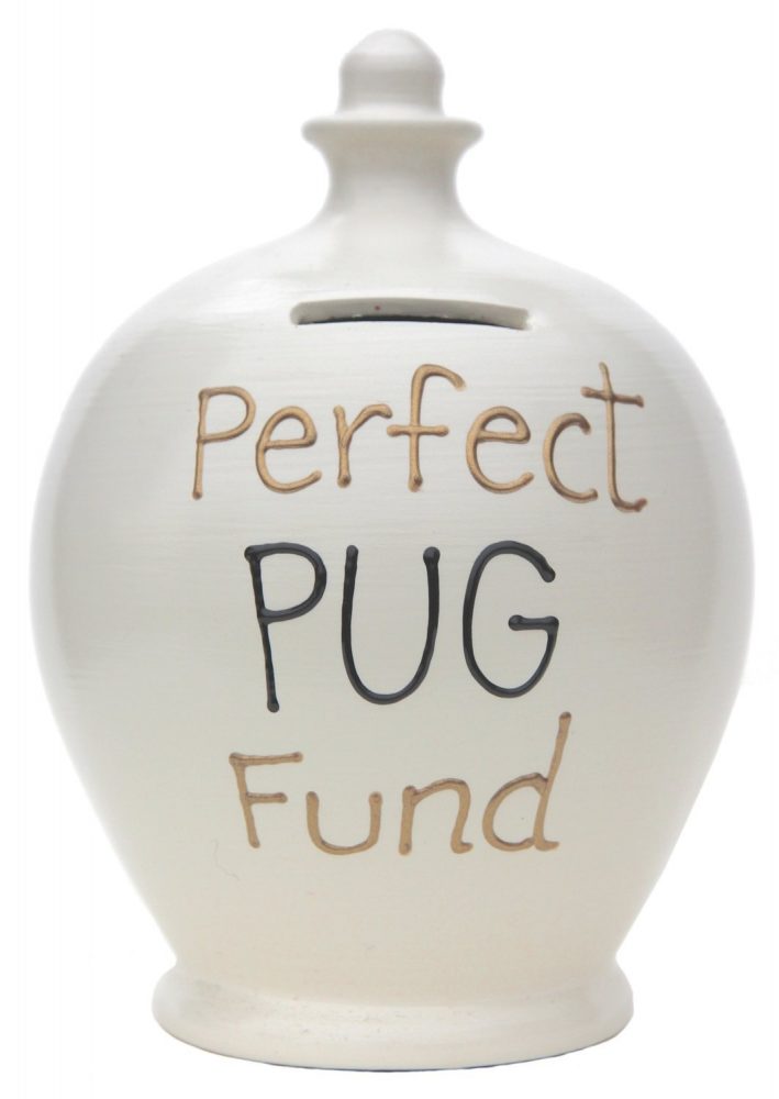Terramundi Money Pot - Perfect Pug Fund, White