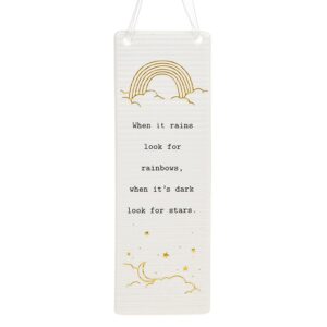'When It Rains Look For Rainbows, When It's Dark Look For Stars' Ceramic Rectangle Hanging Plaque - Thoughtful Words