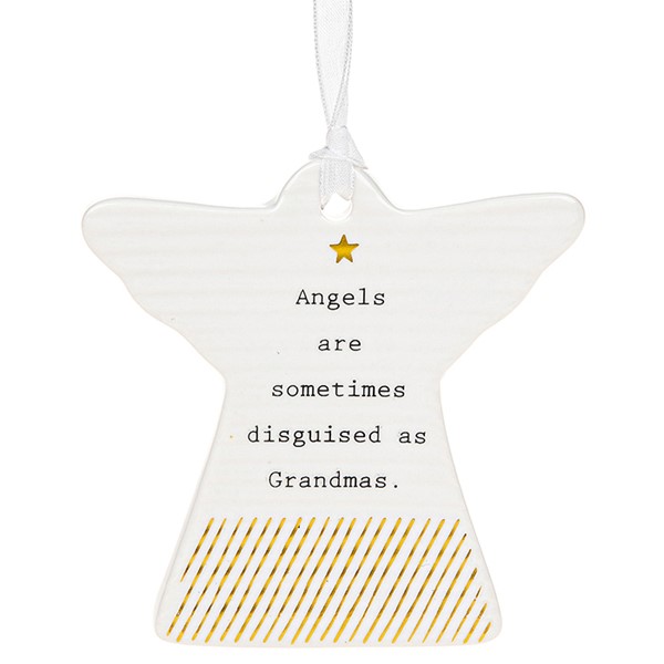 'Angels Are Sometimes Disguised As Grandmas' Ceramic Guardian Angel Hanging Plaque - Thoughtful Words