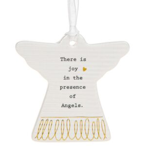 'There is Joy In The Presence of Angels' Ceramic Guardian Angel Hanging Plaque - Thoughtful Words