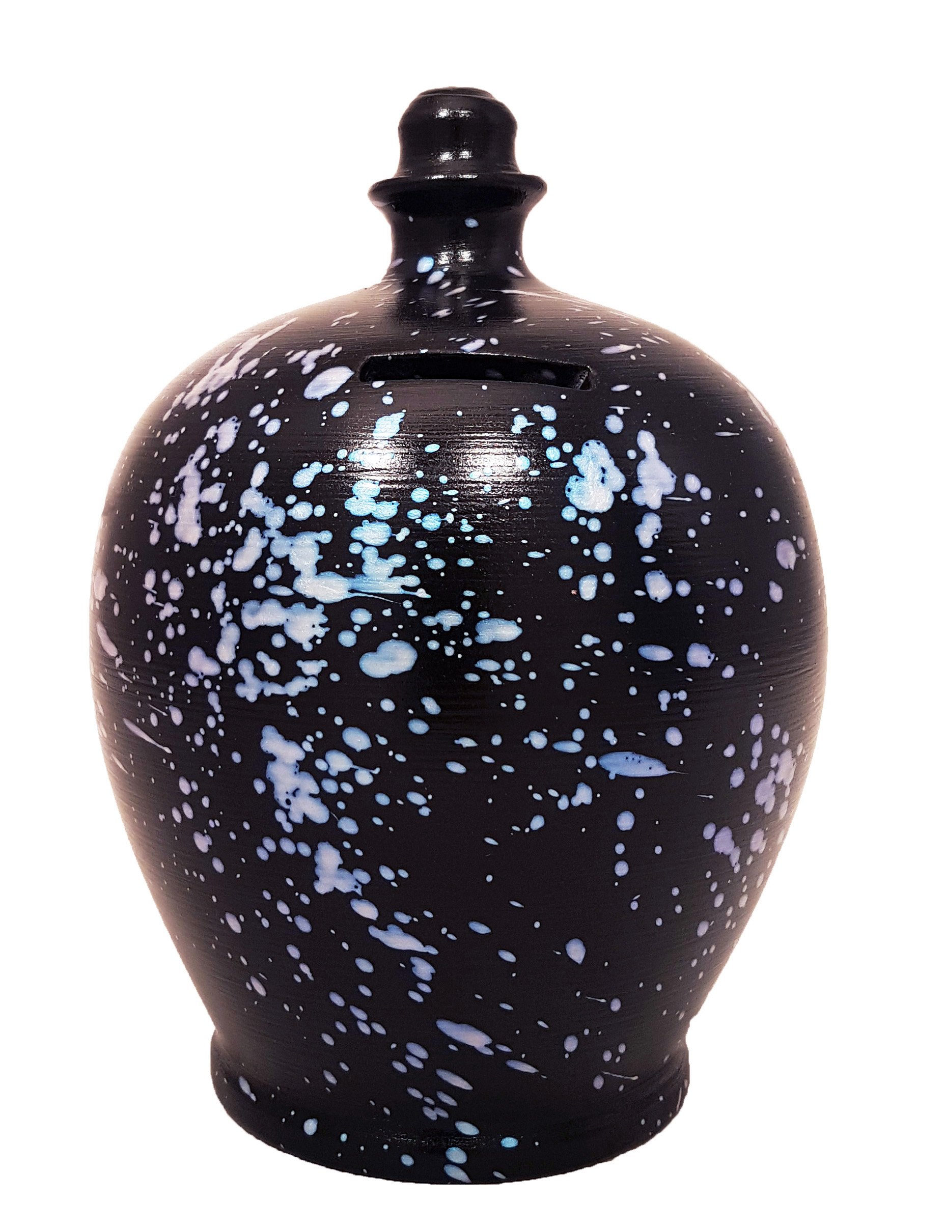 Terramundi Money Pot - Galaxy Black with Pearlescent Blue Splashes - D74