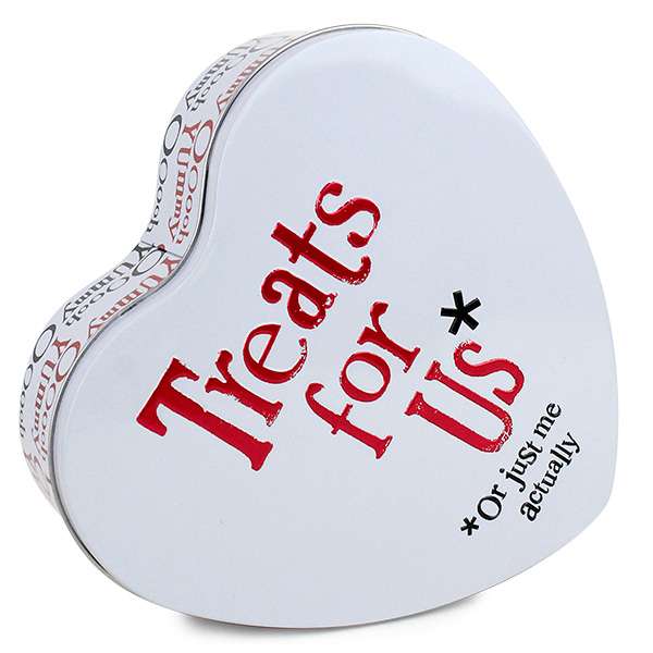 'Treats For Us, Or Just Me Actually' Heart Shaped Tin - The Bright Side - Image 4