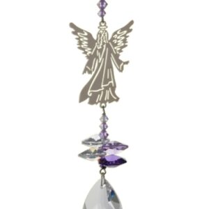 Crystal Fantasy Guardian Angel in Robes Purple Hanging Swarovski Suncatcher