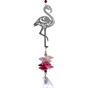 Large Crystal Fantasy Flamingo Deep Rose Hanging Swarovski Suncatcher