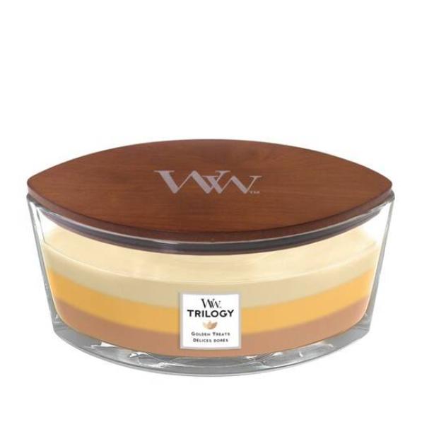 WoodWick HearthWick Trilogy Golden Treats Ellipse Candle, 453g - Image 2