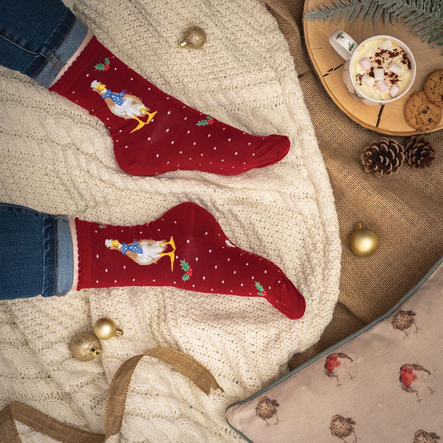 'Christmas Scarves’ Duck Socks - Wrendale Designs - Image 2