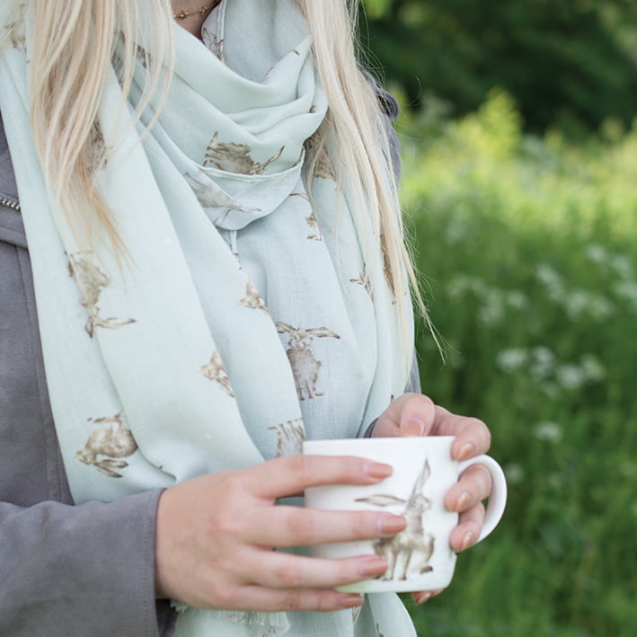 Green Leaping Hare Scarf - Wrendale Designs - Image 2