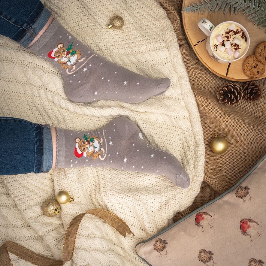 'Christmouse’ Mouse Socks - Wrendale Designs - Image 2