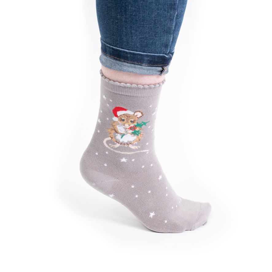 'Christmouse’ Mouse Socks - Wrendale Designs - Image 4