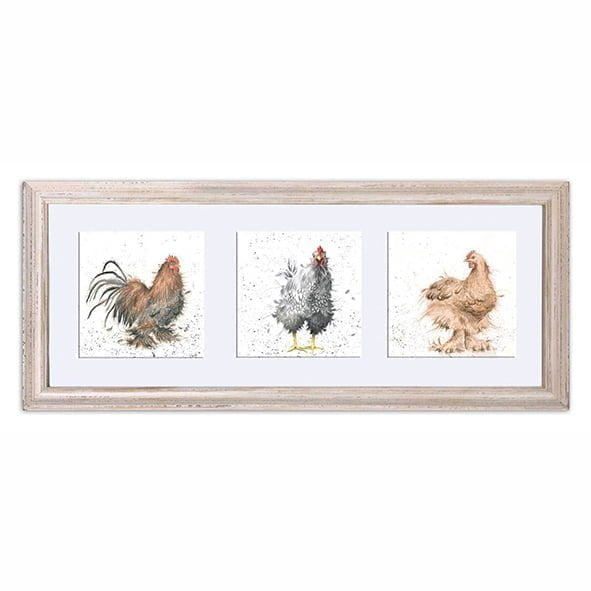 A Trio of Chickens Triple Framed Print - Wrendale Designs