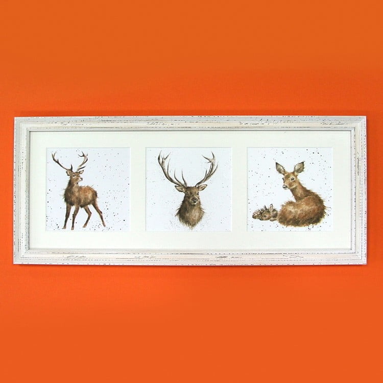 A Trio of Deer Triple Framed Print - Wrendale Designs - Image 2