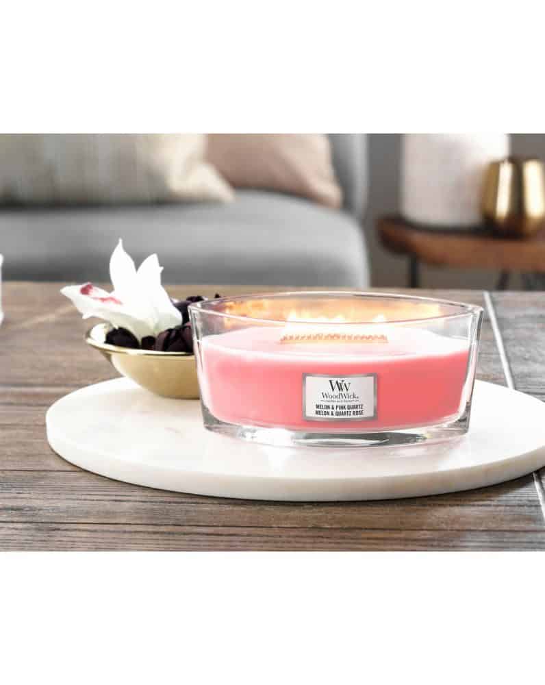 WoodWick HearthWick Melon and Pink Quartz Ellipse Candle, 453g - Image 2