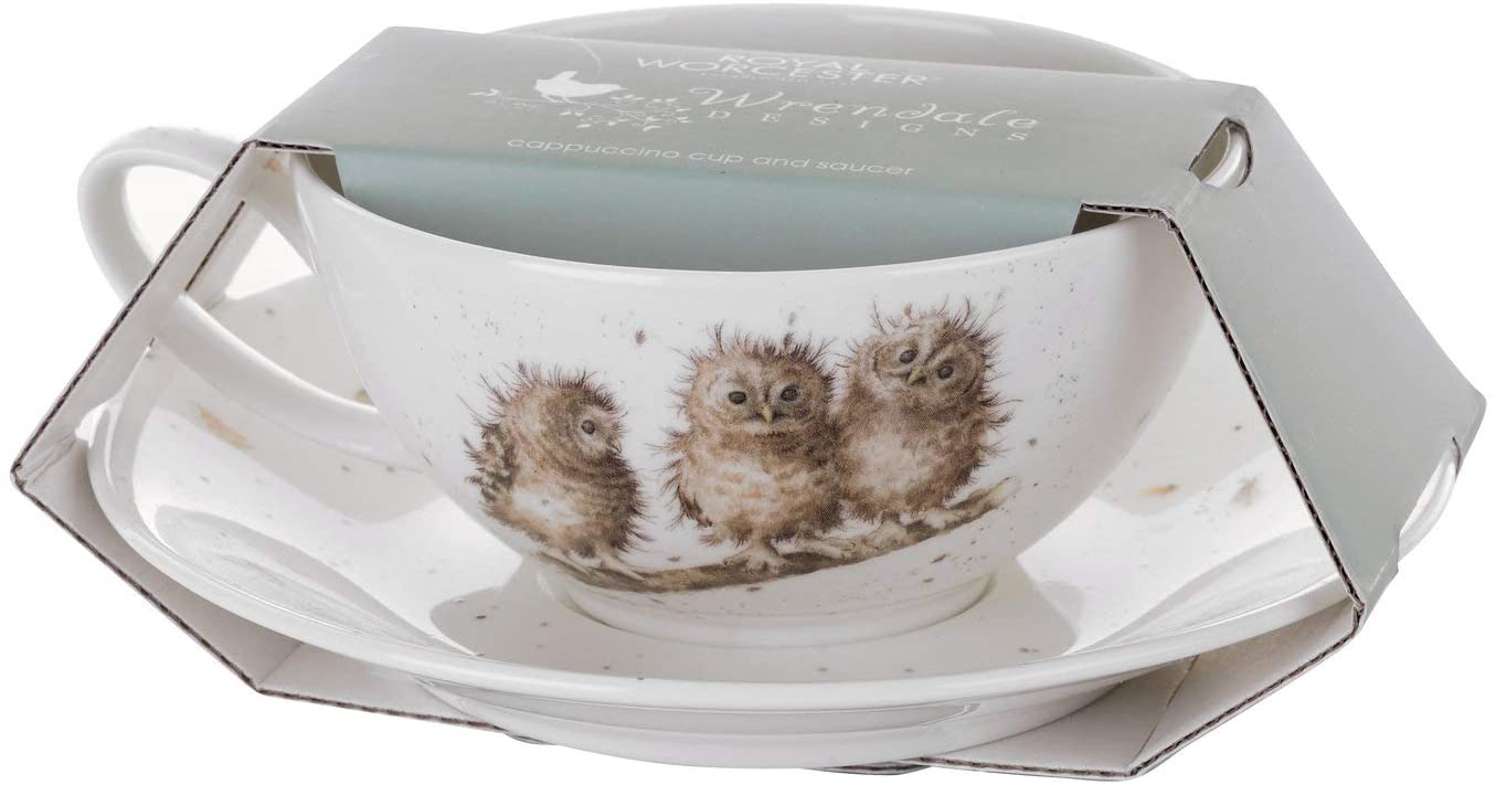 Owls Cappuccino Cup and Saucer - Wrendale Designs - Image 4