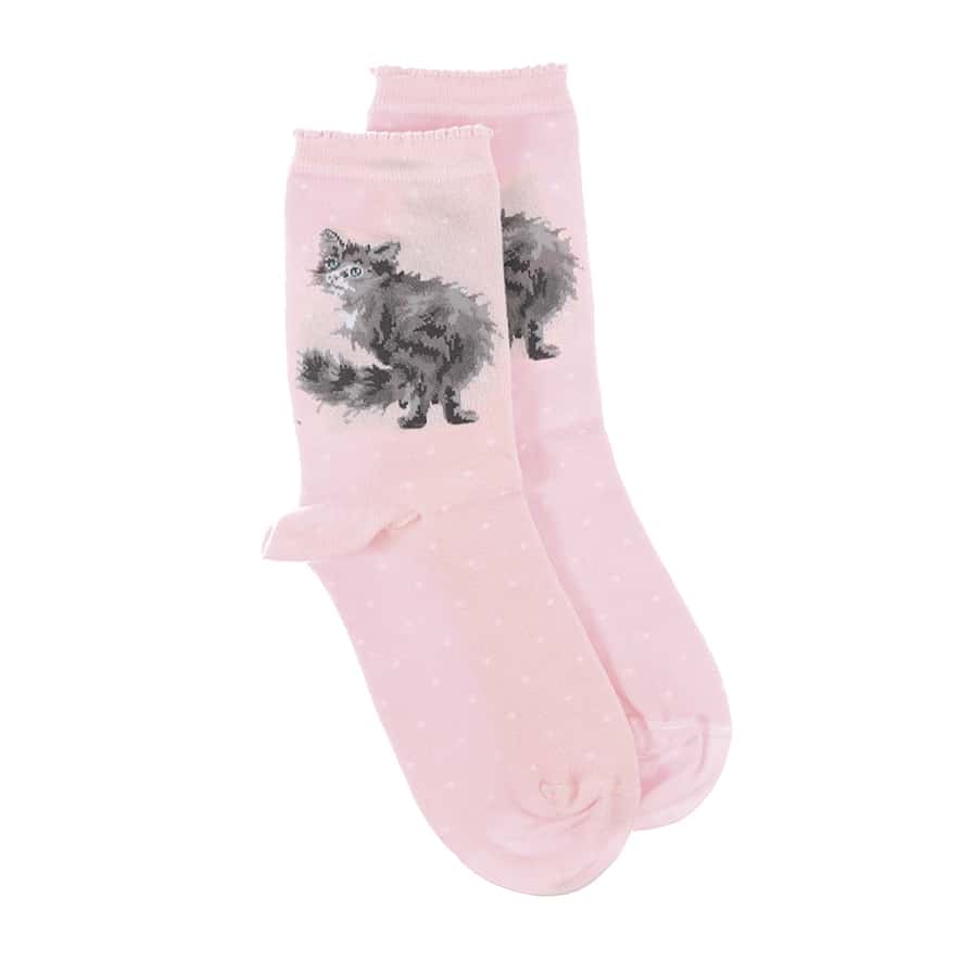 'Glamour Puss' Pink Cat Socks - Wrendale Designs - Image 4