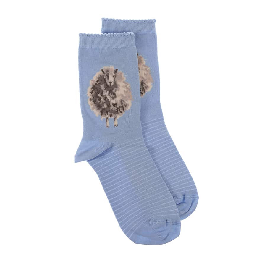 'The Woolly Jumper’ Blue Sheep Socks - Wrendale Designs - Image 4