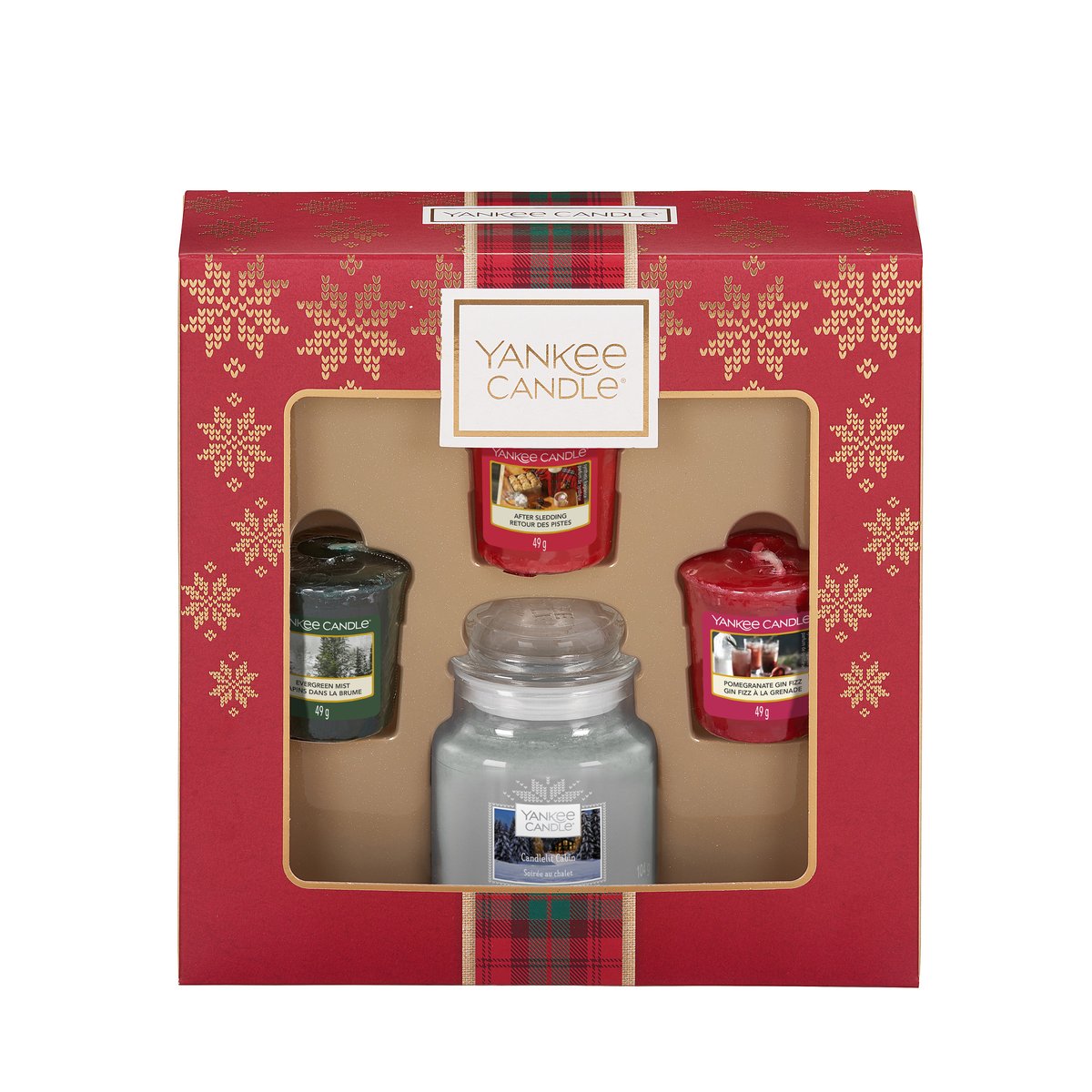 Yankee Candle 1 Small Jar and 3 Votive Candle Gift Set - Alpine Christmas