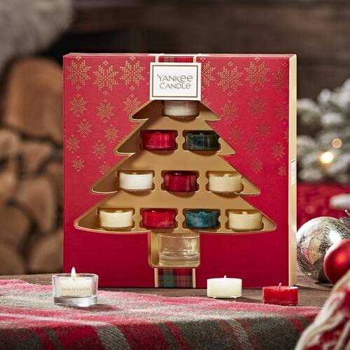 Yankee Candle Tree Shaped 10 Tea Lights & 1 Holder Gift Set - Alpine Christmas - Image 2
