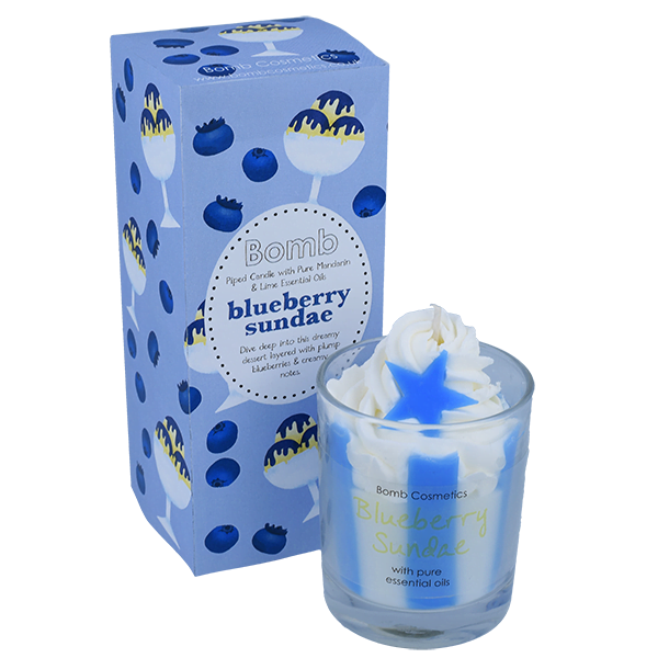 Blueberry Sundae Piped Glass Candle - Bomb Cosmetics